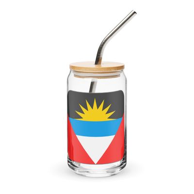 Antigua Flag Can-Shaped Glass