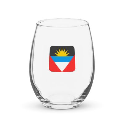 Antigua Flag Stemless Wine Glass