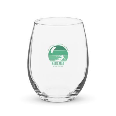 Bahamas Kitesurfing Atlantic Kitesurfer Girl Stemless Wine Glass