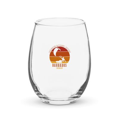 Barbados Kitesurfing Caribbean Kitesurfer Stemless Wine Glass