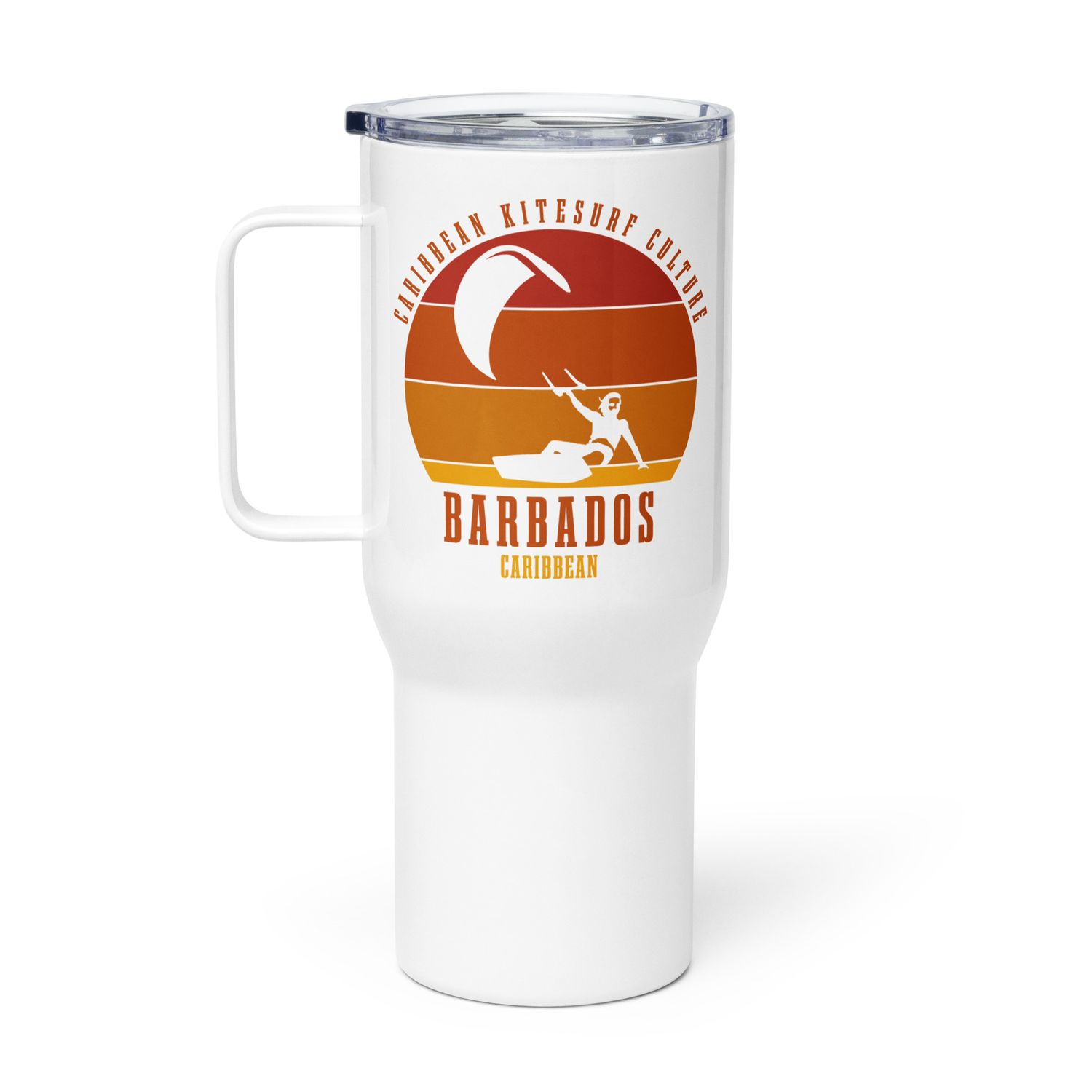 Barbados Kitesurfing Caribbean Kitesurfer Travel Mug with a Handle