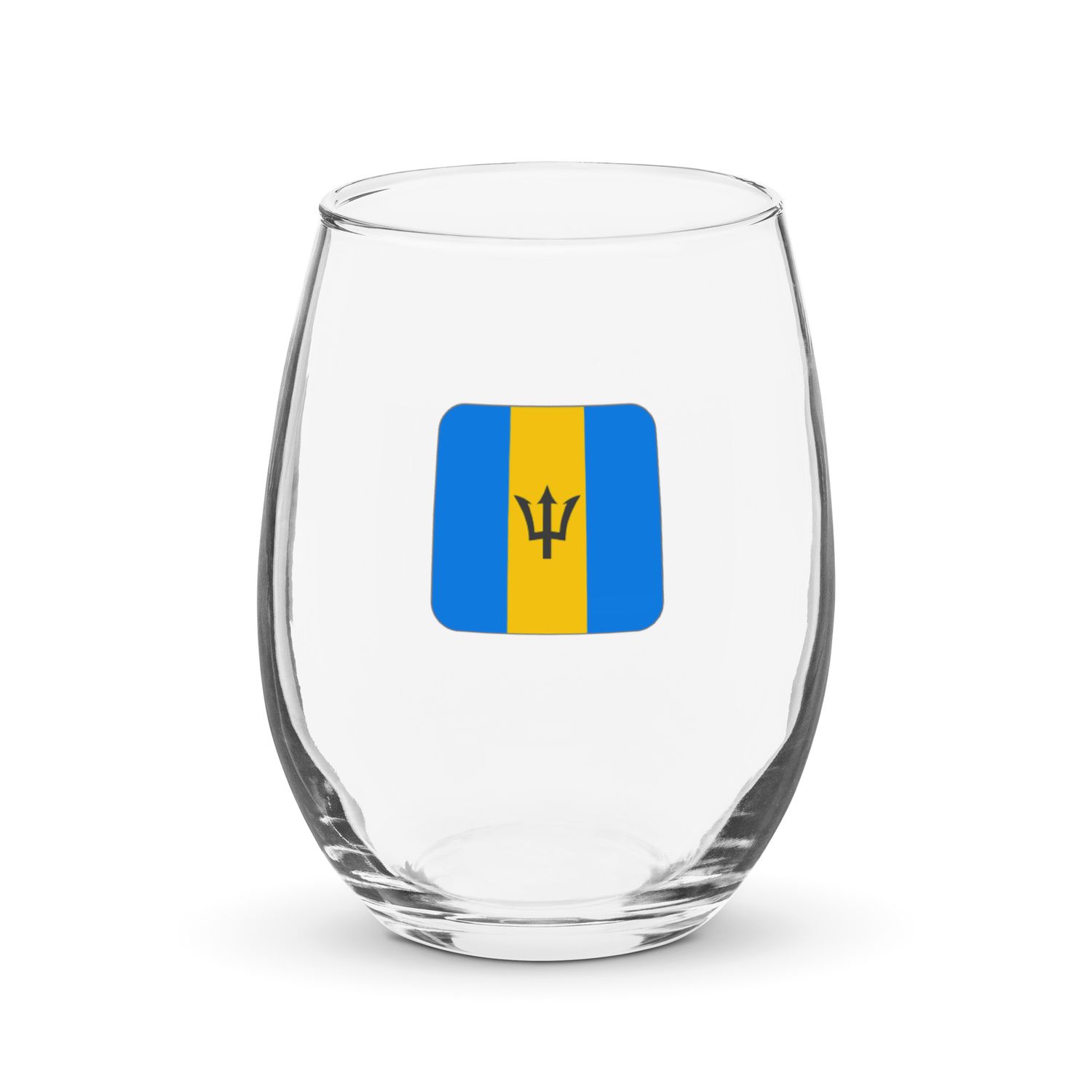Barbados Flag Stemless Wine Glass
