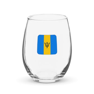 Barbados Flag Stemless Wine Glass
