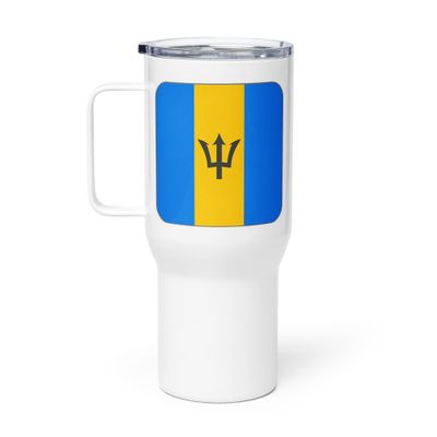 Barbados Flag Travel Mug with a Handle