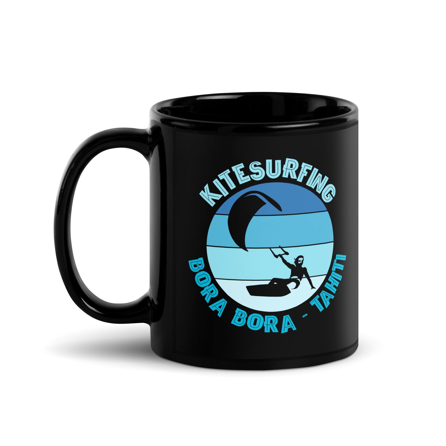 Bora Bora Kitesurfing Polynesian Kitesurfer Black Coffee Mug
