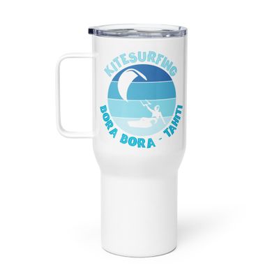Bora Bora Kitesurfing Polynesian Kitesurfer Travel Mug with a Handle