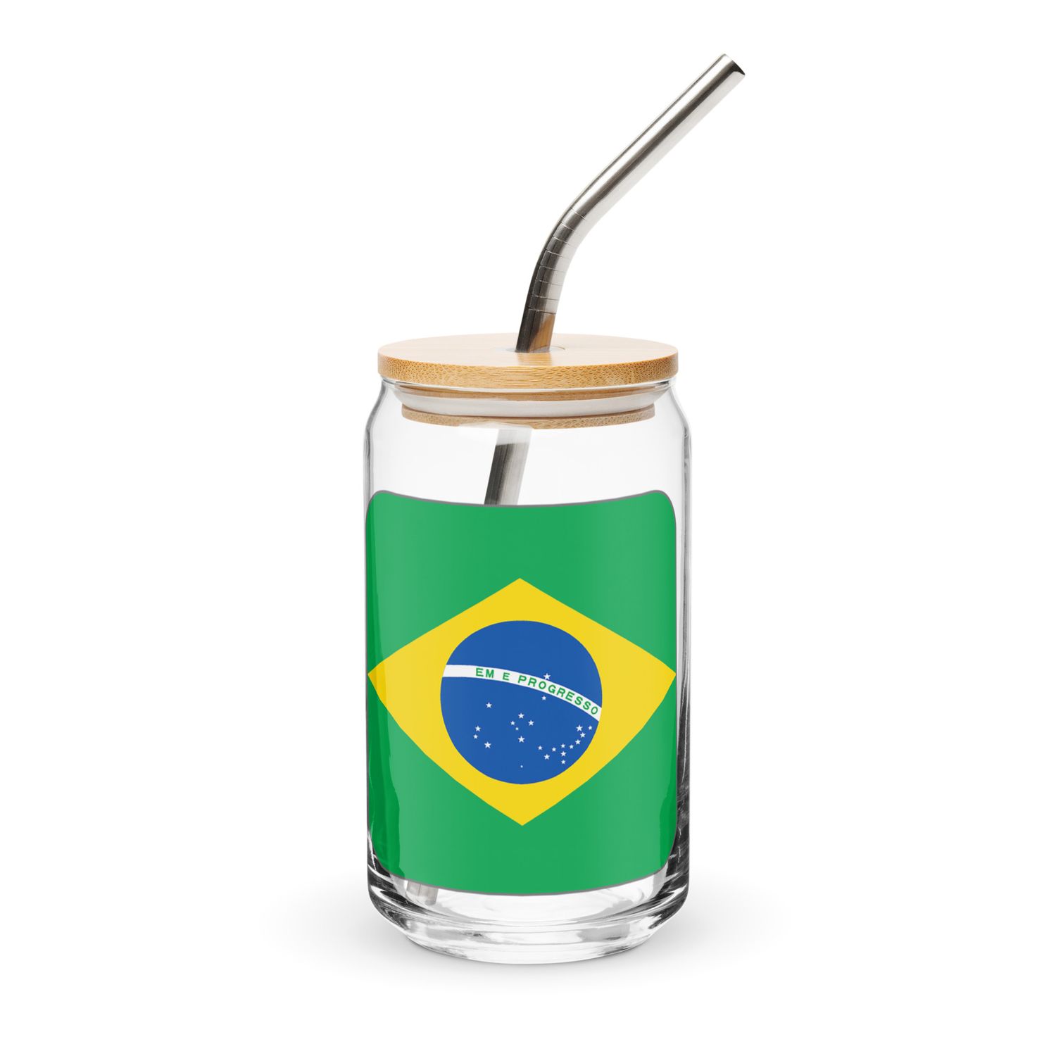Brazil Flag Can-Shaped Glass