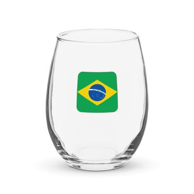 Brazil Flag Stemless Wine Glass
