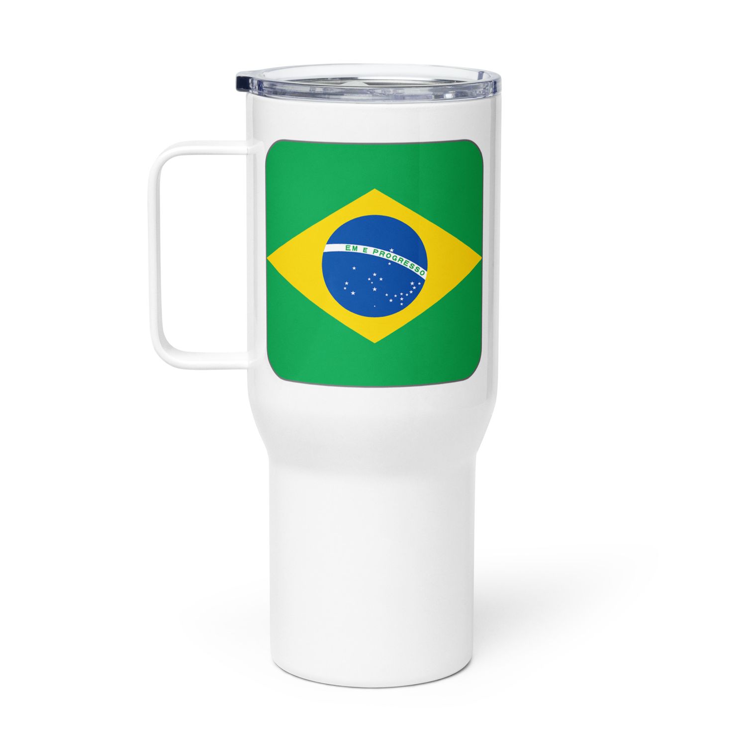 Brazil Flag Travel Mug with a Handle