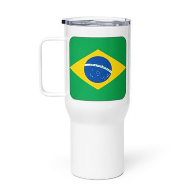 Brazil Flag Travel Mug with a Handle