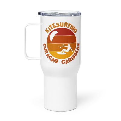 Curaçao Kitesurfing Caribbean Kitesurfer Travel Mug with a Handle