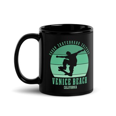 Venice Beach California Skateboarder Urban Skateboarding Black Coffee Mug