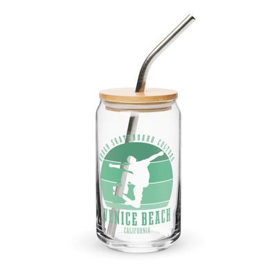 Venice Beach California Skateboarder Urban Skateboarding Can-Shaped Glass