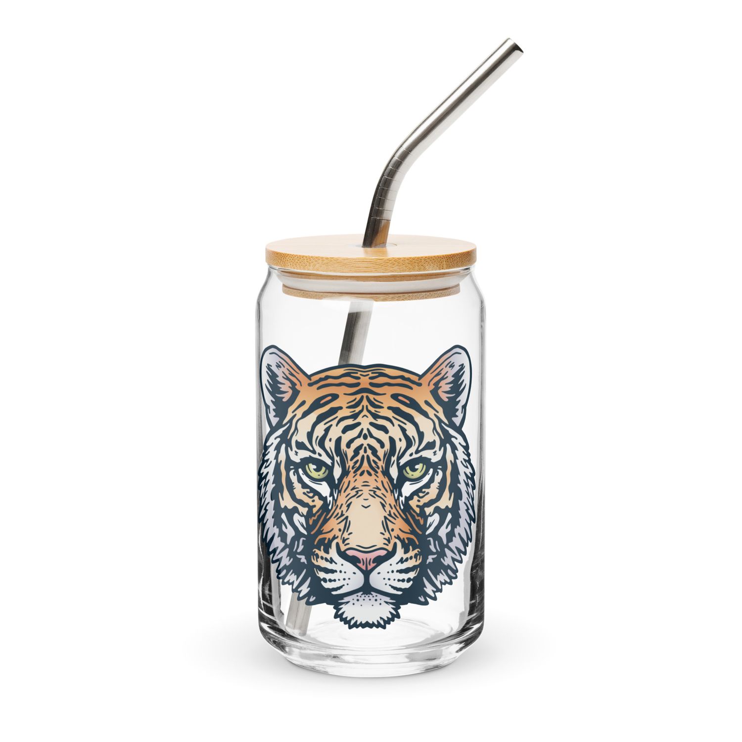 Indian Bengal Tiger Portrait Can-Shaped Glass