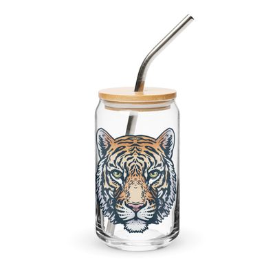 Indian Bengal Tiger Portrait Can-Shaped Glass