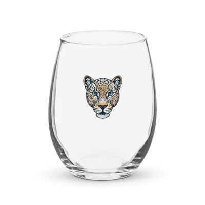 Indian Leopard Portrait Stemless Wine Glass