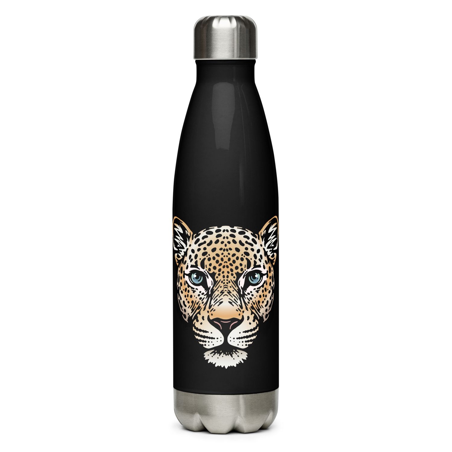 Indian Leopard Portrait Stainless Steel Water Bottle