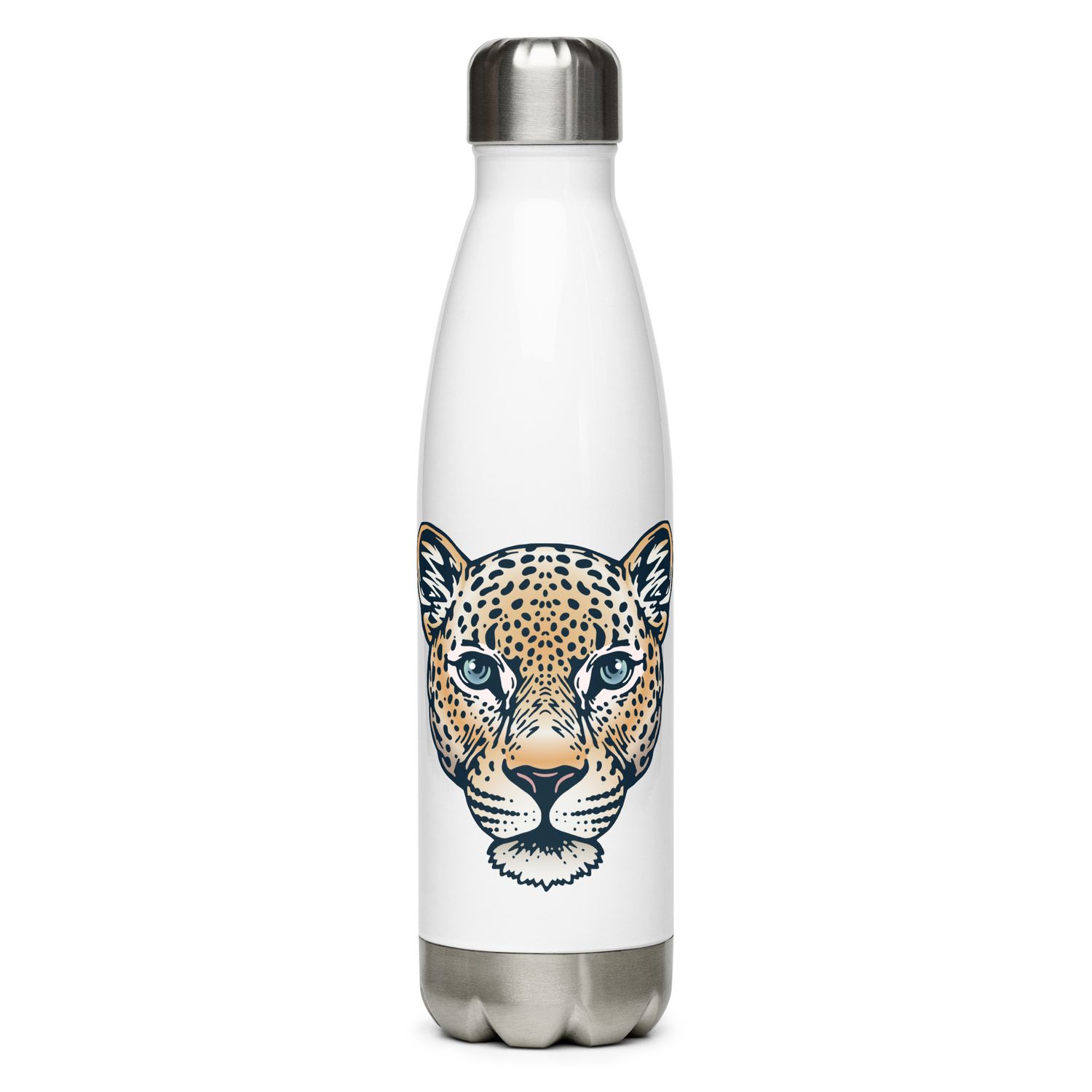 Indian Leopard Portrait Stainless Steel Water Bottle