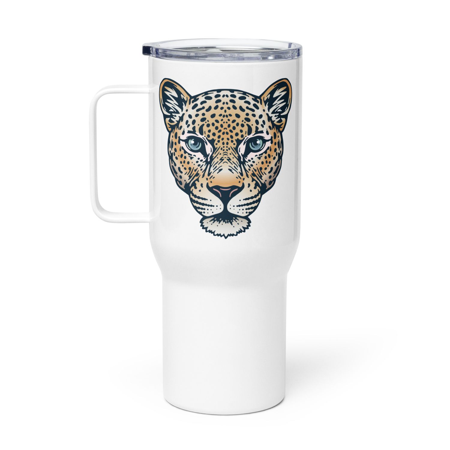 Indian Leopard Portrait Travel Mug with a Handle