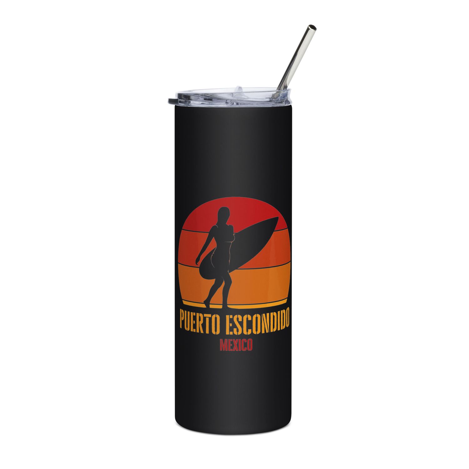 Surfing Puerto Escondido Mexico, Pacific Surfer Girl Stainless Steel Tumbler