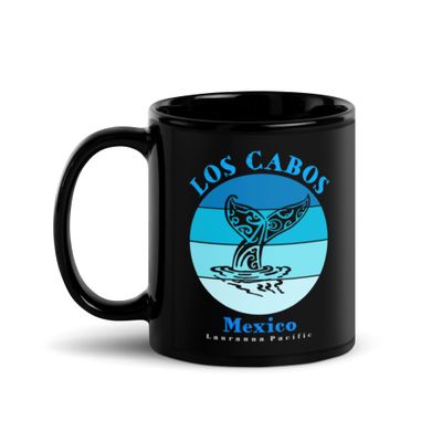 Whale Tail Los Cabos Mexico Ocean Black Coffee Mug