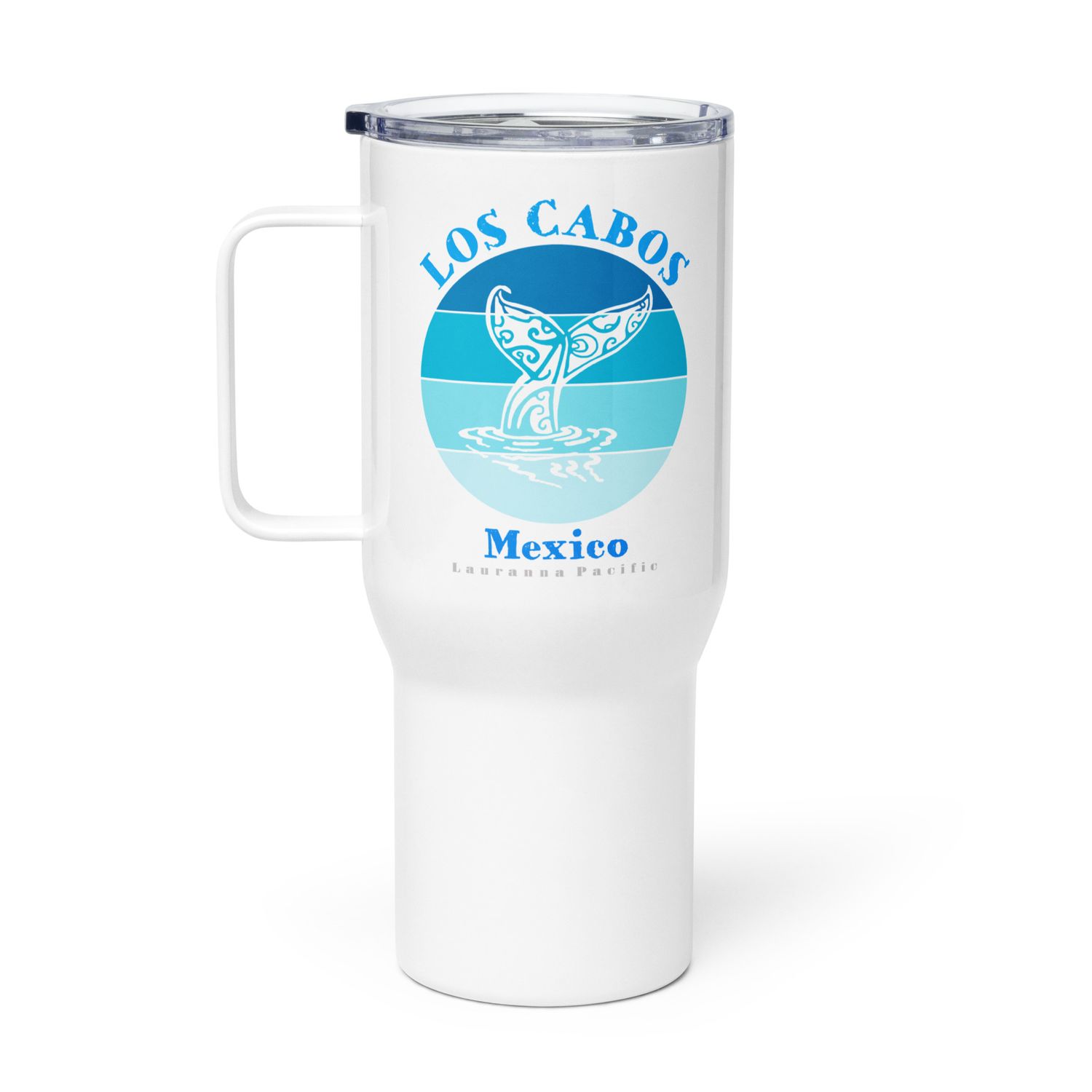Whale Tail Los Cabos Mexico Ocean Travel Mug with a Handle
