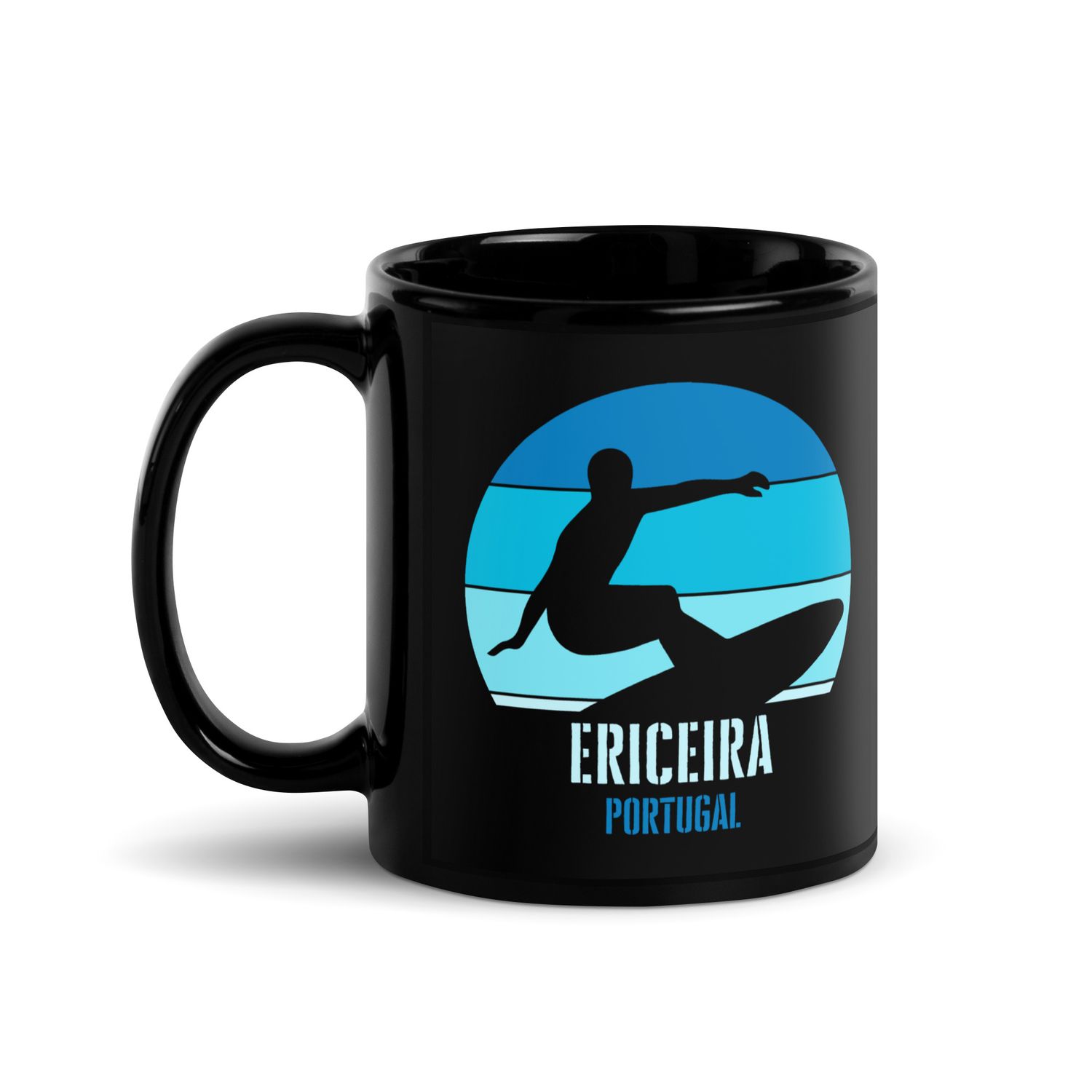 Surfing Ericeira Portugal, Atlantic Surfer Black Coffee Mug
