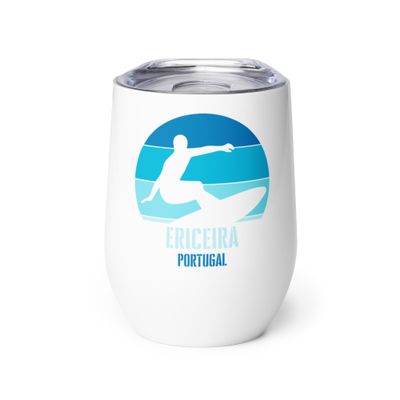 Surfing Ericeira Portugal, Atlantic Surfer Wine Tumbler
