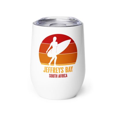 Surfing Jeffreys Bay South Africa, African Surfer Girl Wine Tumbler