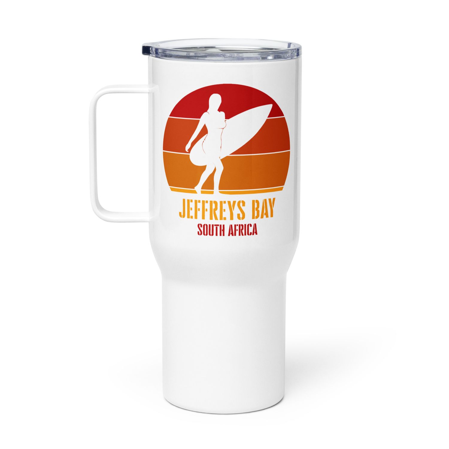 Surfing Jeffreys Bay South Africa, African Surfer Girl Travel Mug with a Handle