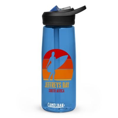 Surfing Jeffreys Bay South Africa, African Surfer Girl Sports Water Bottle