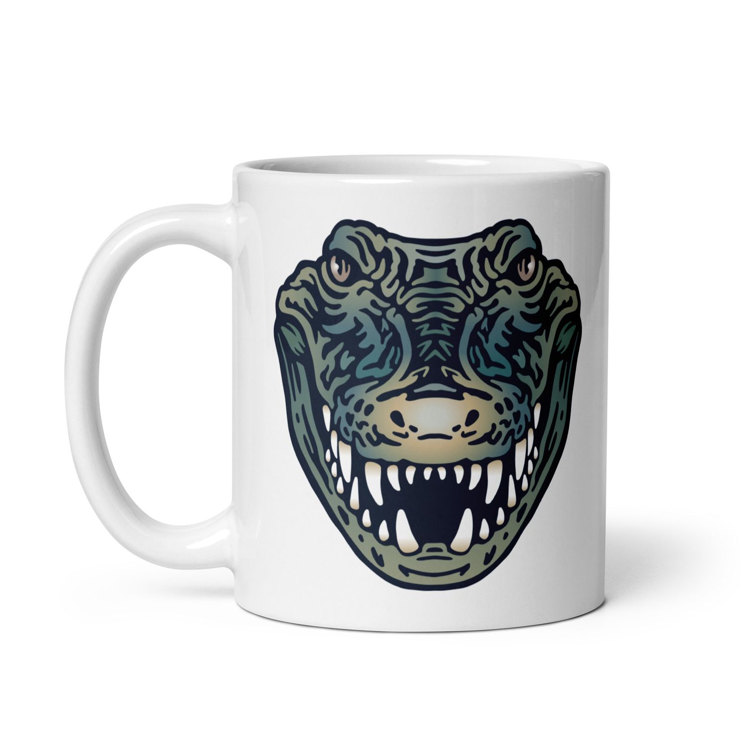 Australian Crocodile Portrait White Coffee Mug