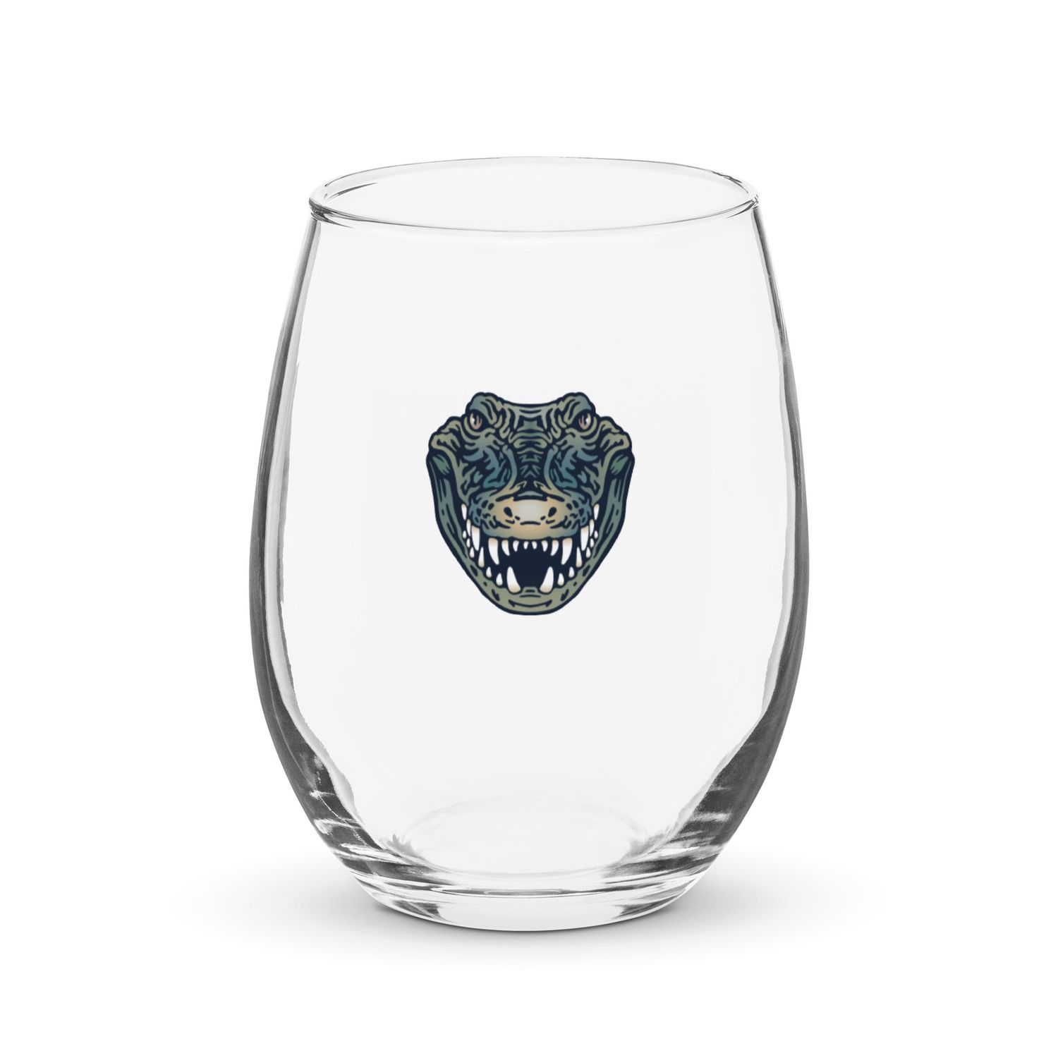 Australian Crocodile Portrait Stemless Wine Glass