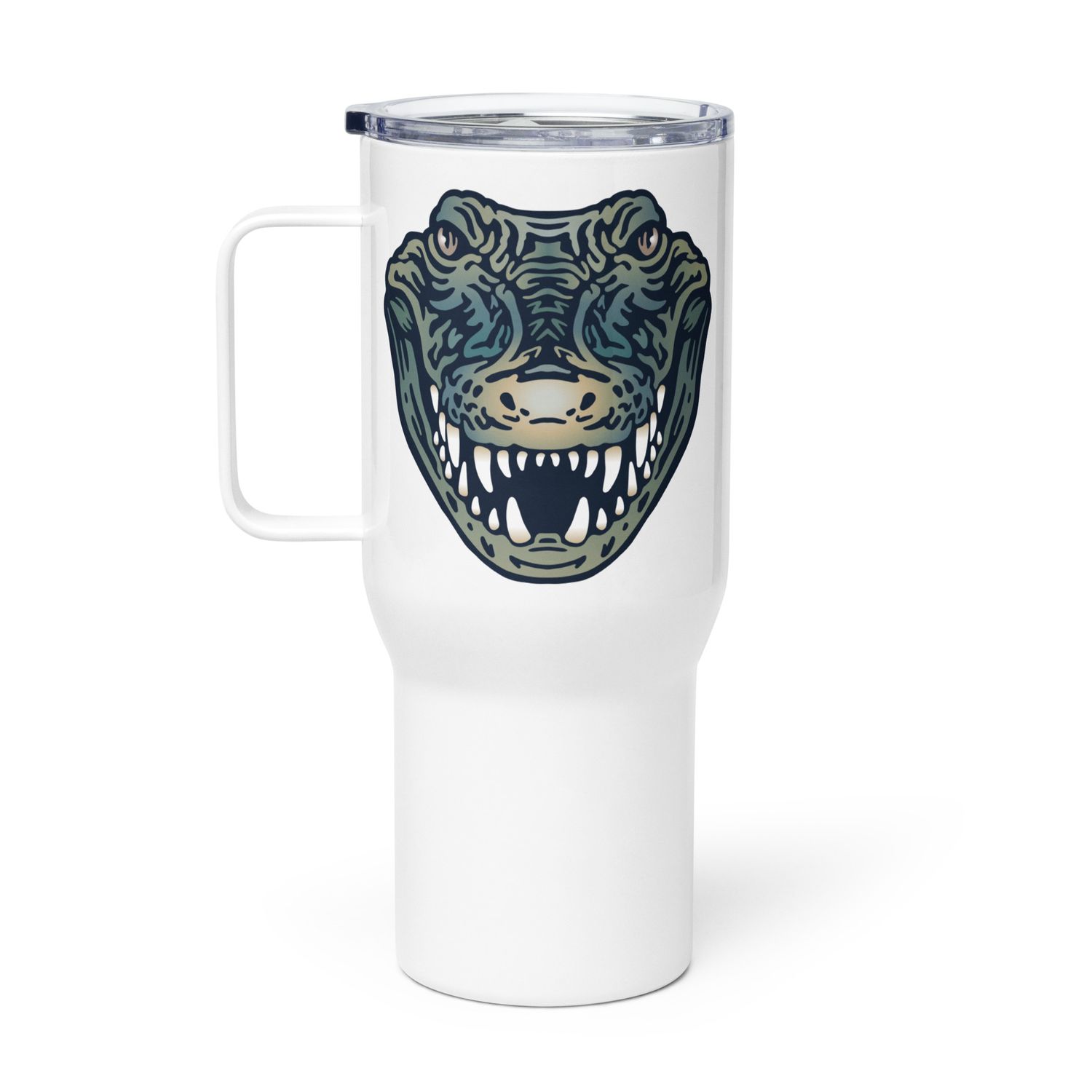 Australian Crocodile Portrait Travel Mug with a Handle