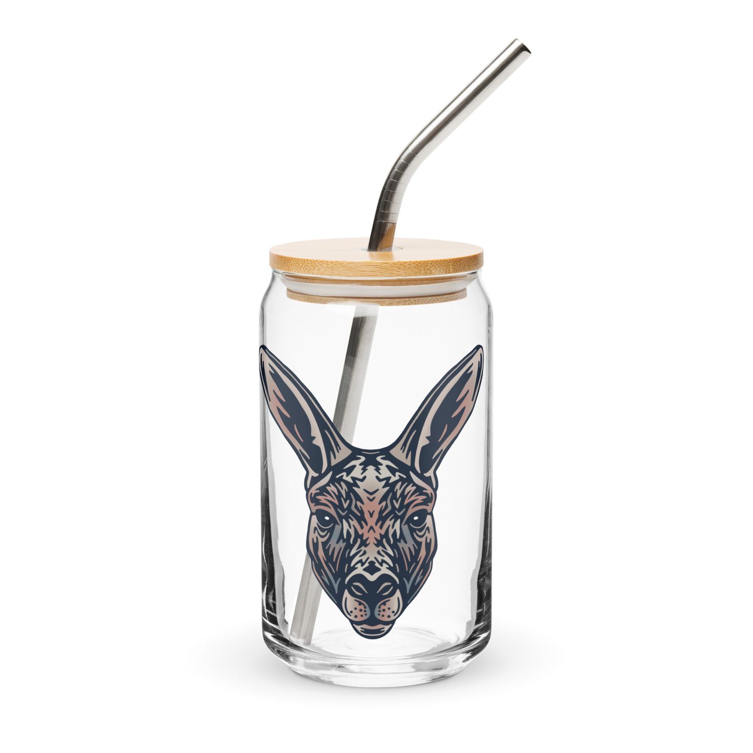 Australian Kangaroo Portrait Can-Shaped Glass
