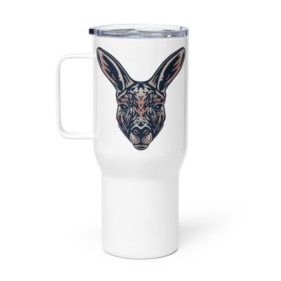 Australian Kangaroo Portrait Travel Mug with a Handle