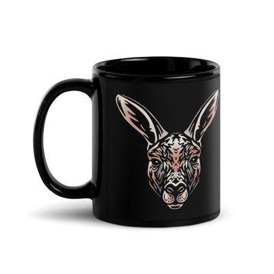 Australian Kangaroo Portrait Black Coffee Mug