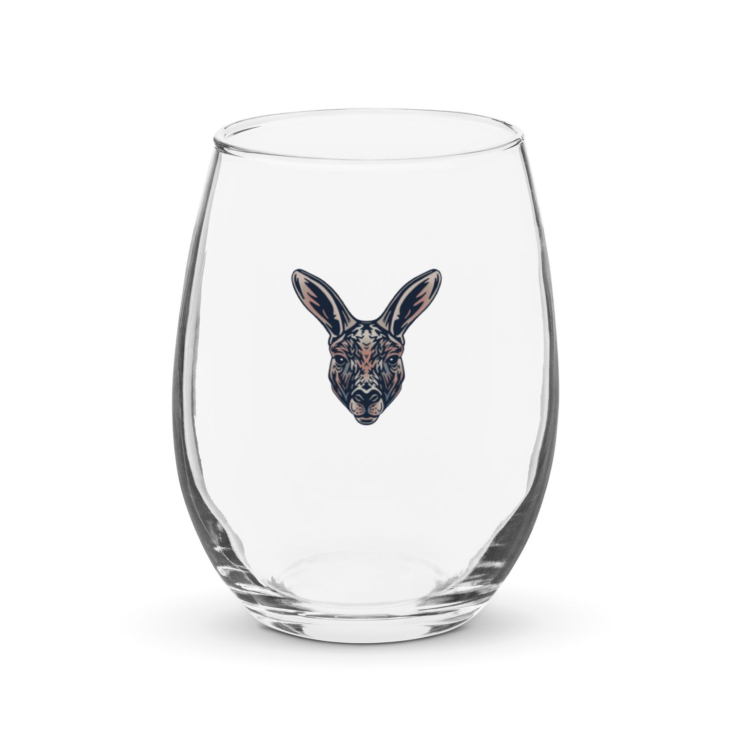 Australian Kangaroo Portrait Stemless Wine Glass