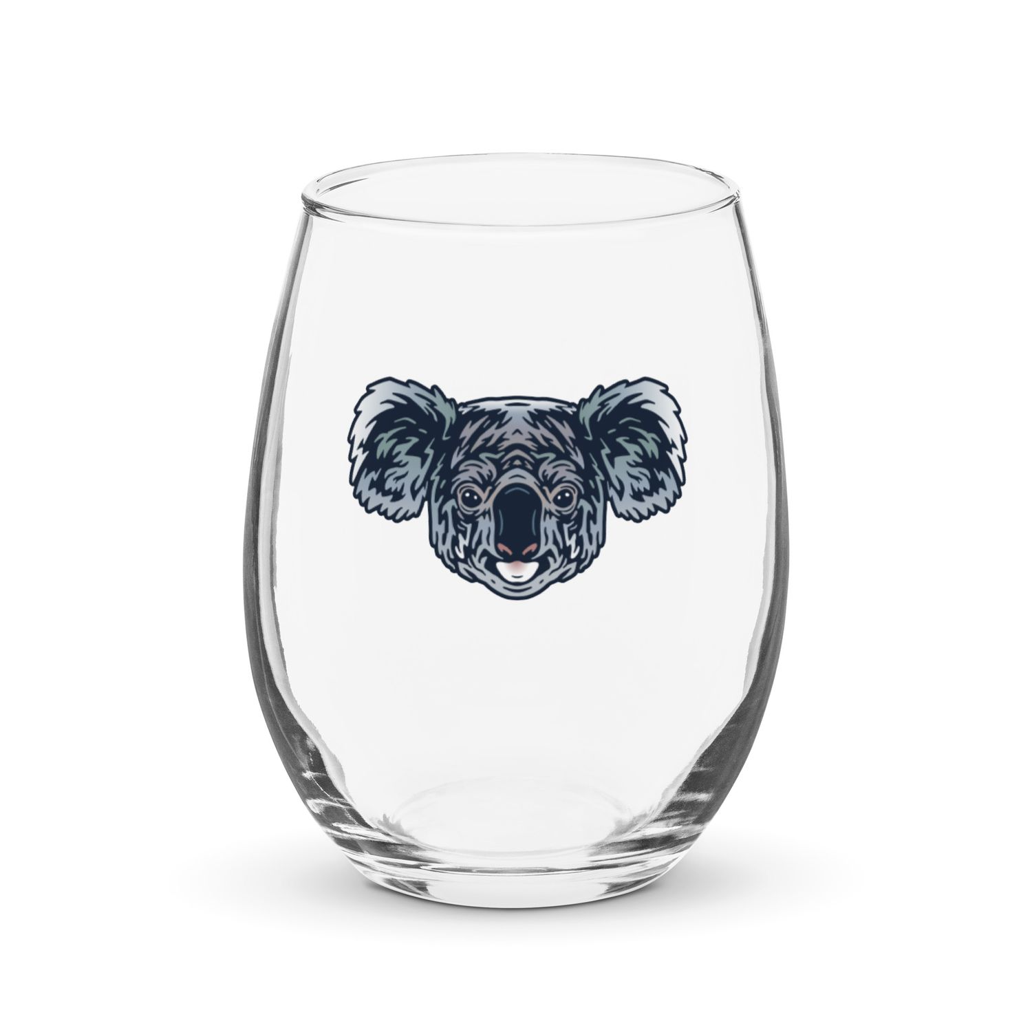 Australian Koala Portrait Stemless Wine Glass