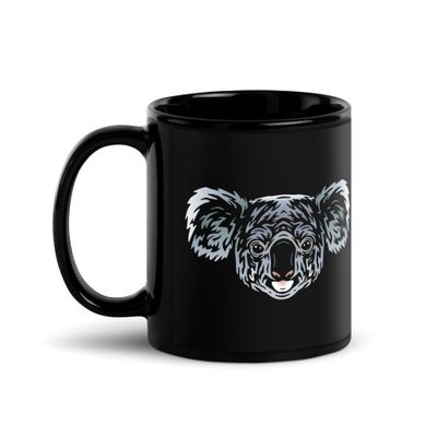 Australian Koala Portrait Black Coffee Mug