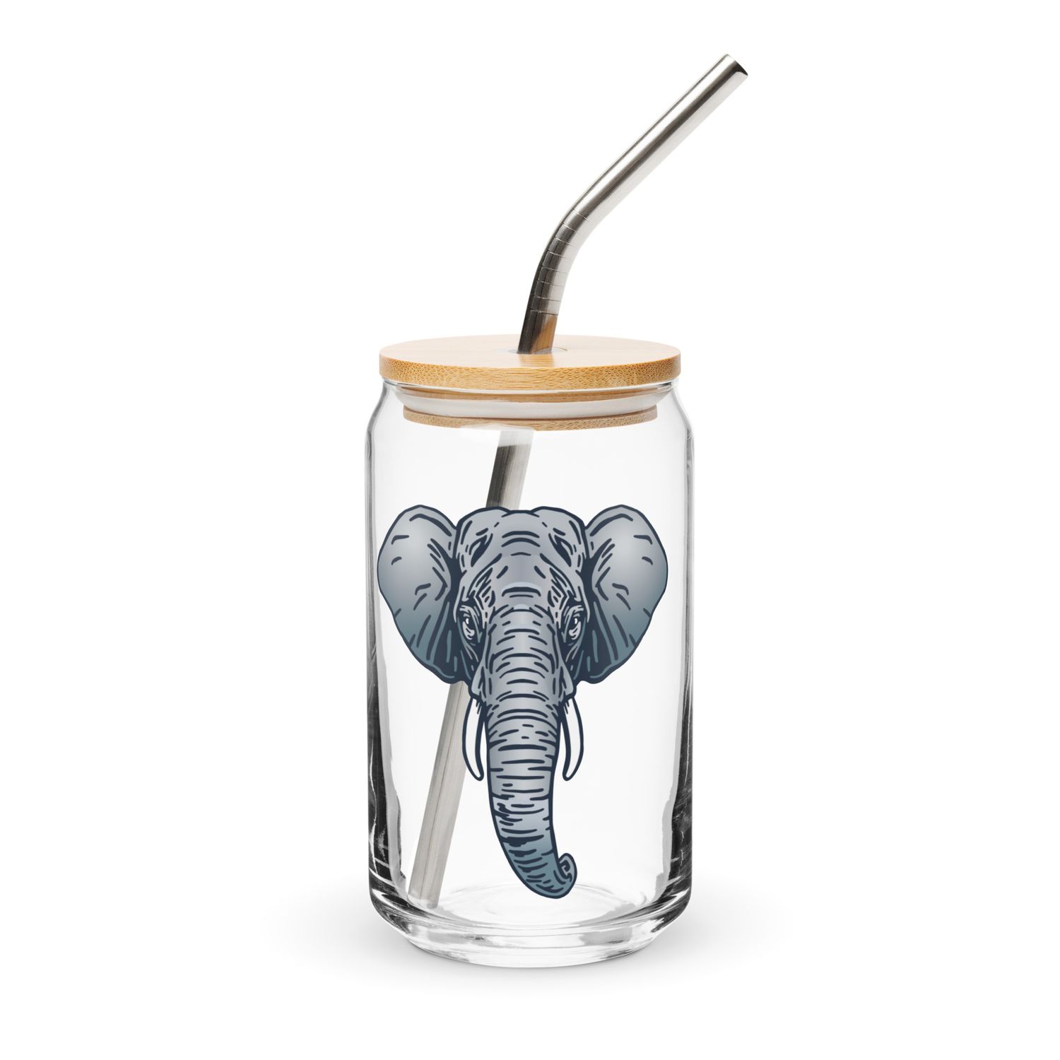 Endangered Sumatran Elephant Portrait Can-Shaped Glass