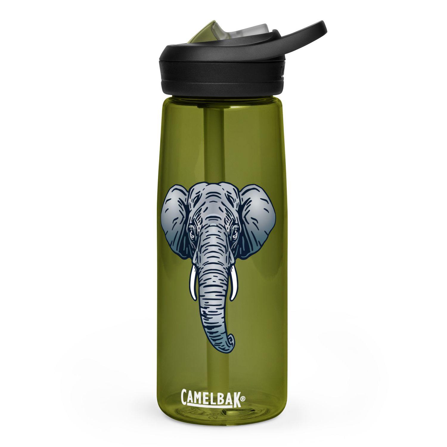 Endangered Sumatran Elephant Portrait Sports Water Bottle