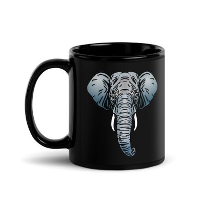 Endangered Sumatran Elephant Portrait Black Coffee Mug