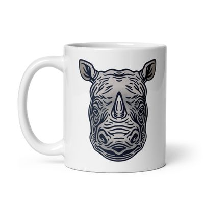 Endangered Javan Rhinoceros Portrait White Coffee Mug