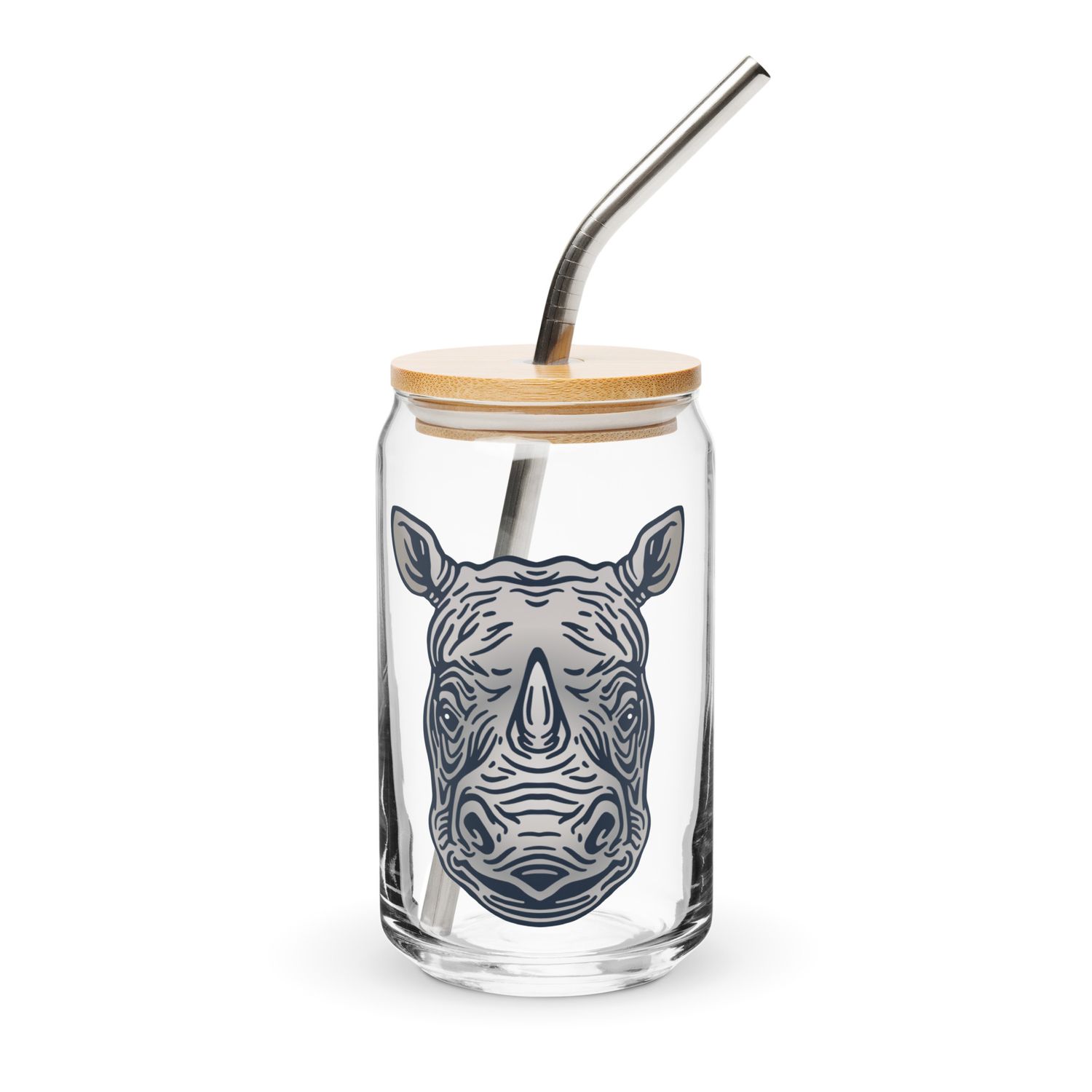 Endangered Javan Rhinoceros Portrait Can-Shaped Glass