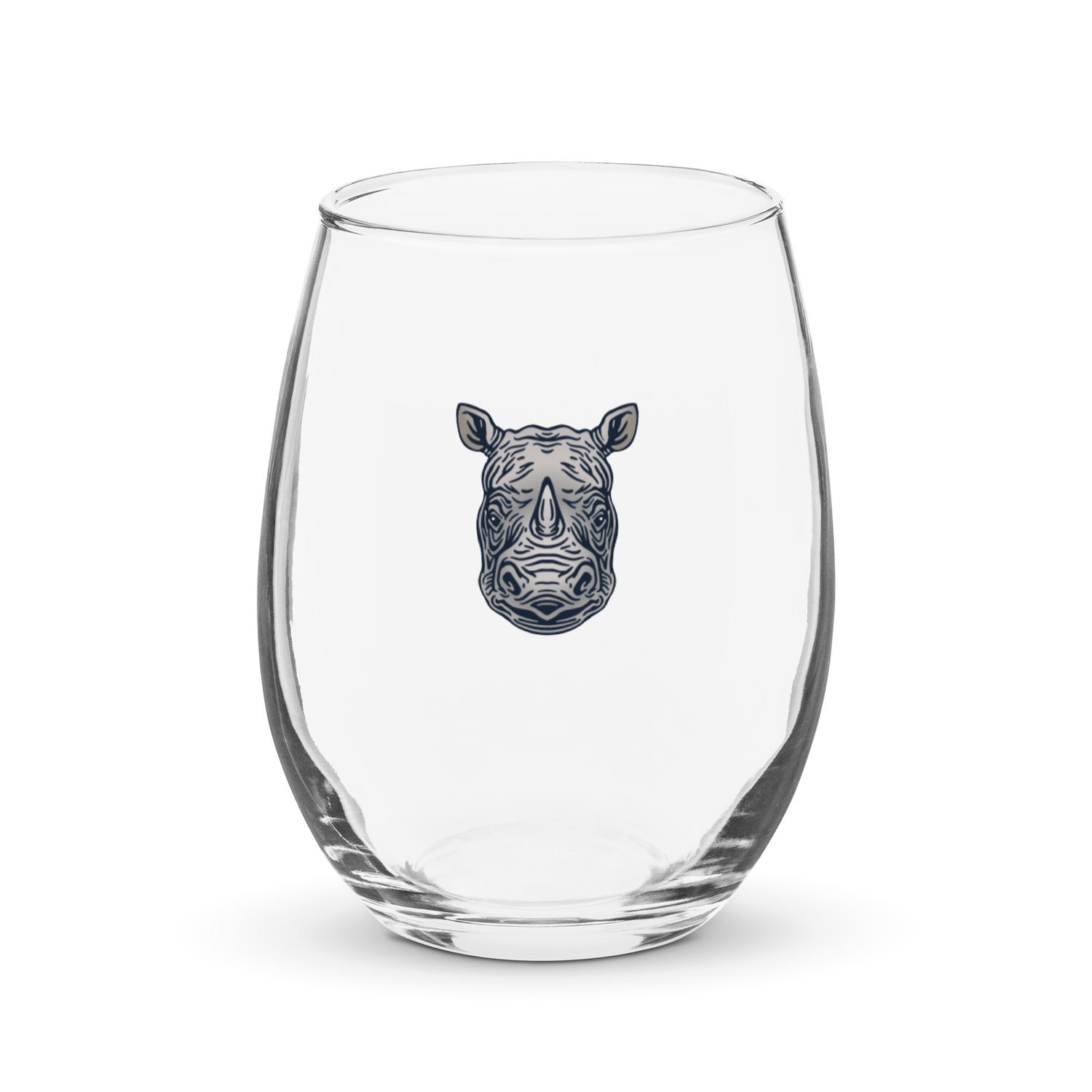 Endangered Javan Rhinoceros Portrait Stemless Wine Glass