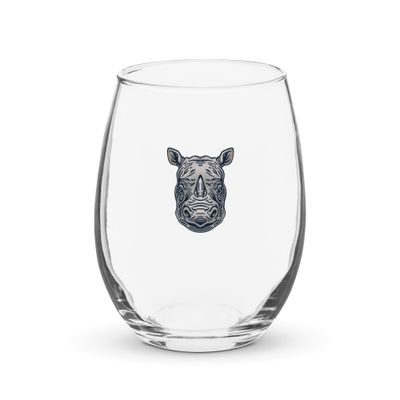 Endangered Javan Rhinoceros Portrait Stemless Wine Glass
