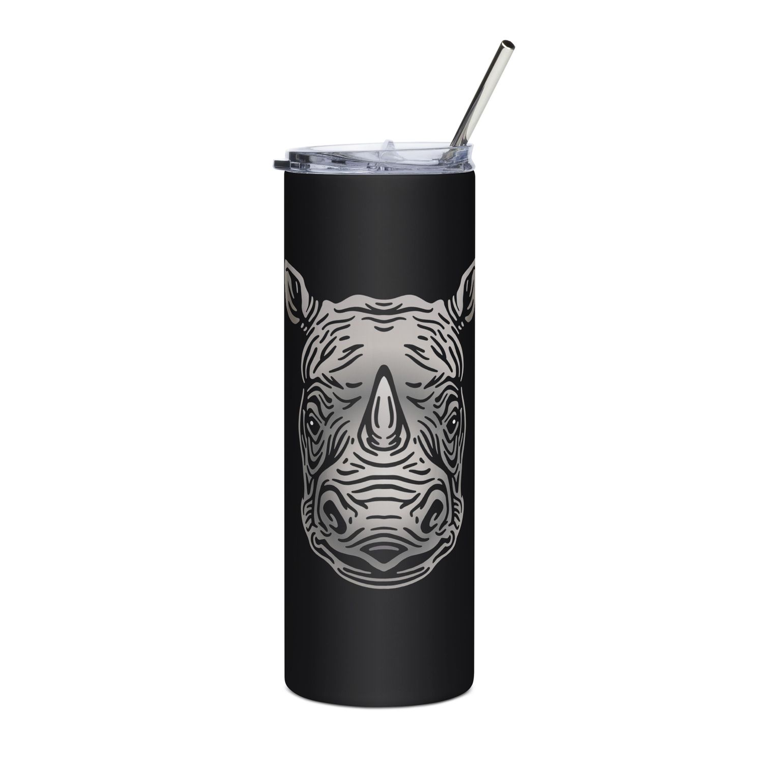 Endangered Javan Rhinoceros Portrait Stainless Steel Tumbler