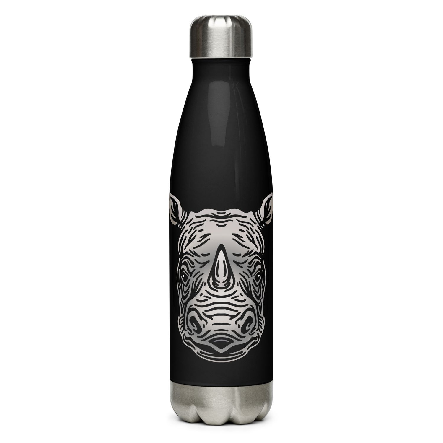 Endangered Javan Rhinoceros Portrait Stainless Steel Water Bottle