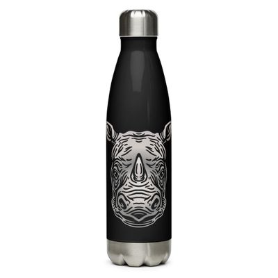 Endangered Javan Rhinoceros Portrait Stainless Steel Water Bottle
